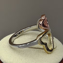 Sterling Silver 3-tone Heart Ring