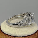 Sterling Silver 3-Stone Halo CZ Ring