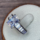 Sterling Silver Radiant-Cut & Baguette CZ Ring