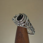 Sterling Silver Austere Oval Black CZ Ring