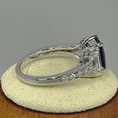 Sterling Silver Rectangular Blue CZ Ring