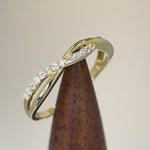 Solid 14K Yellow Gold Free Form Clear CZ Ring