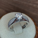 Sterling Silver Pave CZ Engagement Ring