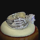 Sterling Silver CZ Engagement Ring Set