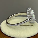 Sterling Silver Oval White Lab Opal CZ Ring
