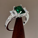 Sterling Silver Emerald-tone CZ Ring