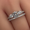 Sterling Silver CZ Engagement Set Ring