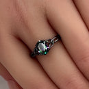 Sterling Silver Black Rhodium Rainbow CZ Ring