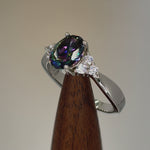 Sterling Silver Oval Rainbow Topaz Ring