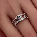 Sterling Silver Heart Crown Clear CZ Ring