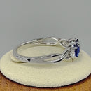 Sterling Silver 3-Stone Oval Blue CZ Ring