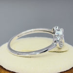 Solid 14K White Gold Double Heart 0.15 ct. Diamond Ring