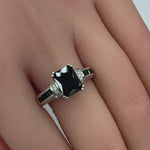 Sterling Silver Black Emerald-Cut CZ Ring