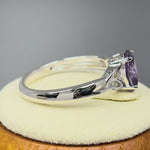 Sterling Silver Charmed Oval Amethyst CZ Ring