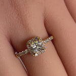 Solid 14K Gold Princess Halo CZ Ring