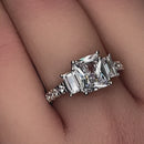 Sterling Silver 3 Stone CZ Engagement Ring