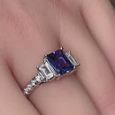 Sterling Silver 3-Stone Tanzanite-tone CZ Ring