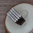 Sterling Silver 4 Row CZ Men's Ring