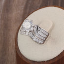 Sterling Silver CZ Engagement Ring Set