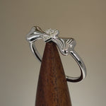 Sterling Silver Dog Bone & Heart CZ Ring