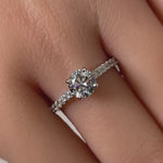 Solid 14K White Gold Solitaire Round Clear CZ Engagement Ring