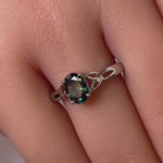Sterling Silver Charmed Oval Rainbow CZ Ring