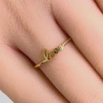 Solid 14K Yellow Gold "Love" Bead Ring