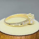 Solid 14K Yellow Gold Classic 5mm Triple Round Cut CZ Engagement Ring