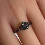 Sterling Silver Black Rhodium Rainbow CZ Ring
