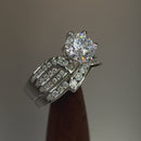 Sterling Silver CZ Engagement Ring Set