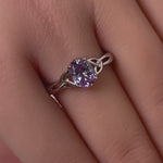 Sterling Silver Charmed Lavender Oval  CZ Ring