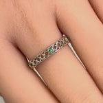Sterling Silver Braided Eternity Green CZ Ring