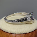 Sterling Silver Heart Rainbow Topaz CZ Ring