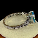 Sterling Silver Cushion-Cut Aqua CZ Ring