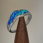 Sterling Silver Blue Lab Opal Abstract Wave Ring