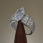 Sterling Silver Marquise Engagement CZ Ring