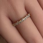 Solid 14K Yellow Gold Cluster Marquise & Round Clear CZ Ring
