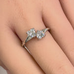 Sterling Silver Double Heart Clear CZ Ring