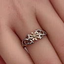 Sterling Silver Two-Tone Celtic Daisy Ring