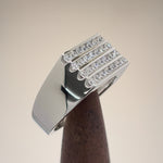 Sterling Silver 4 Row CZ Men's Ring