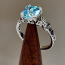 Sterling Silver Cushion-Cut Aqua CZ Ring