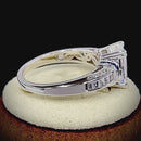 Sterling Silver Emerald-Cut Blue CZ Ring