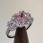 Sterling Silver Princess Cut Pink CZ Ring