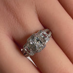 Sterling Silver 3-Stone Halo CZ Ring