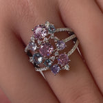 Sterling Silver Colorful Cluster CZ Ring