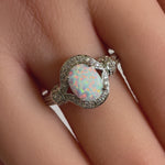 Sterling Silver White Lab-Opal CZ Ring