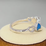 Sterling Silver Blue Lavender Lab Opal Sequence of Hearts Ring