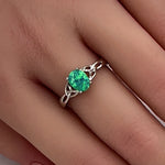 Sterling Silver Center Stone Charmed Green Lab Opal Ring