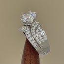Sterling Silver CZ Engagement Ring Set