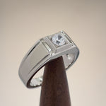 Sterling Silver Elegant Carved Engagement Ring